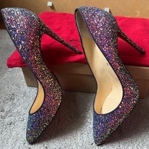 Christian Louboutin Women Pigalle Folly Glitter 4" High Heel Pump Size 39
